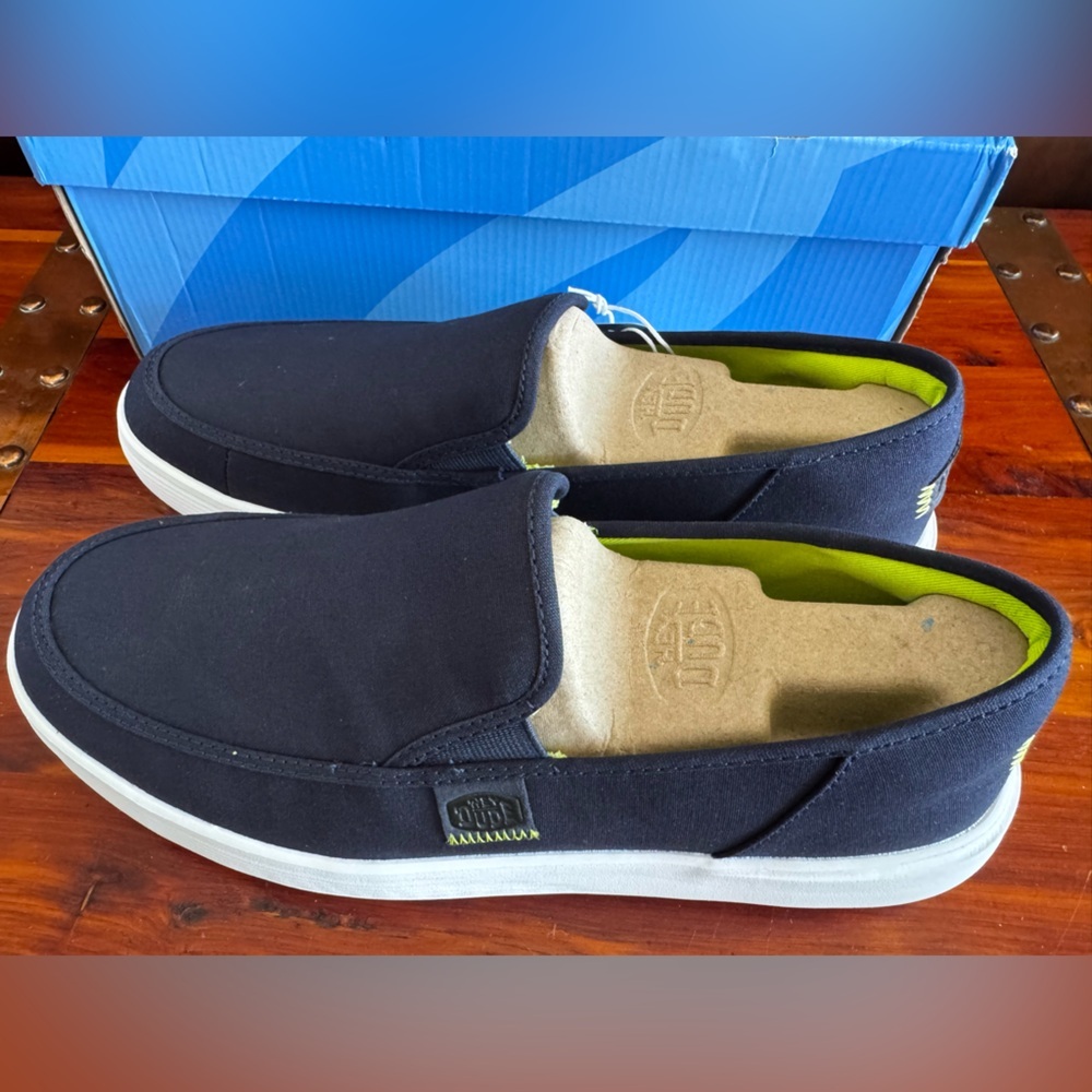Hey Dude Sunapee Canvas Slip On Shoes Men’s Size 12 Navy White Lightweight - Picture 4 of 8